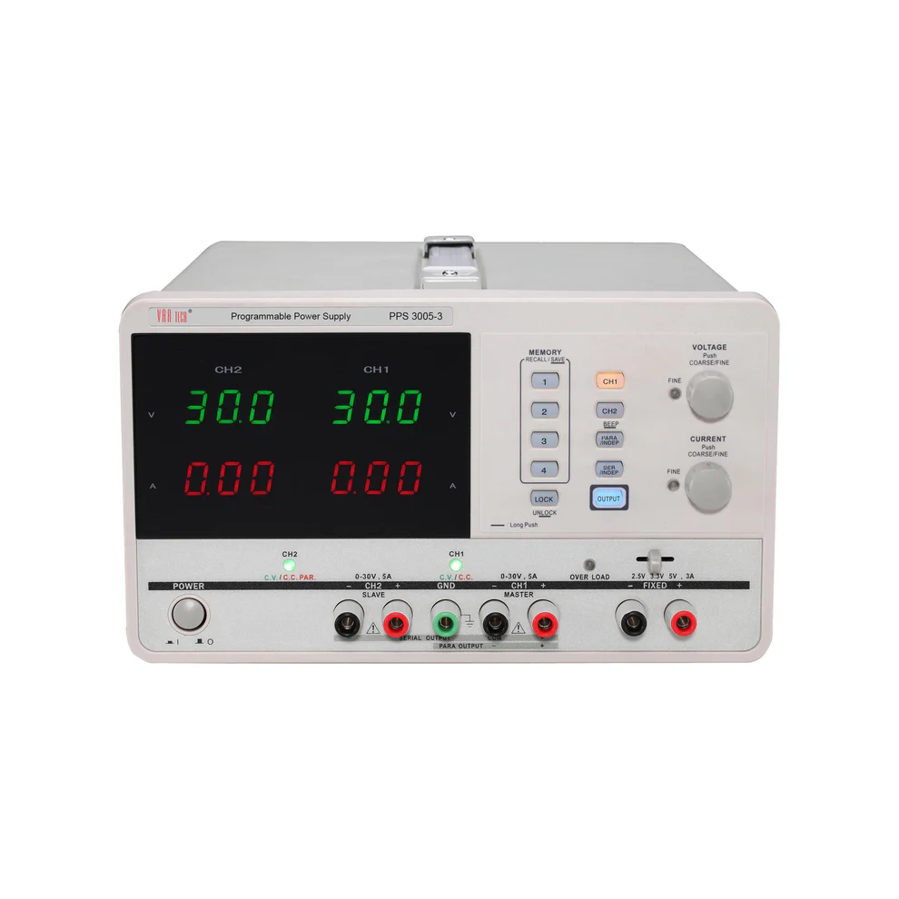 PPS 3005-3 — 30V / 5A (×2) + 2.5/3.3/5V / 3A Triple-Output Programmable Linear DC Power Supply
