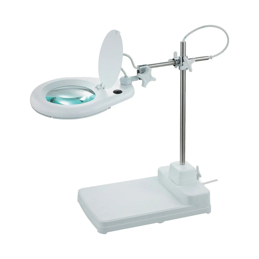 228 AL - LED Magnifying Lamp, 125 mm Lens, Desk Top, Vertical Rod
