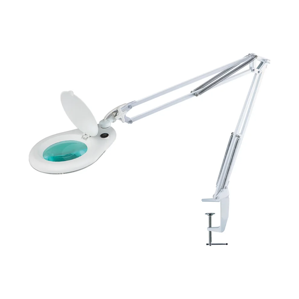 228 L II - LED Magnifying Lamp, 125 mm Lens, Table Clamp, External Arm Springs