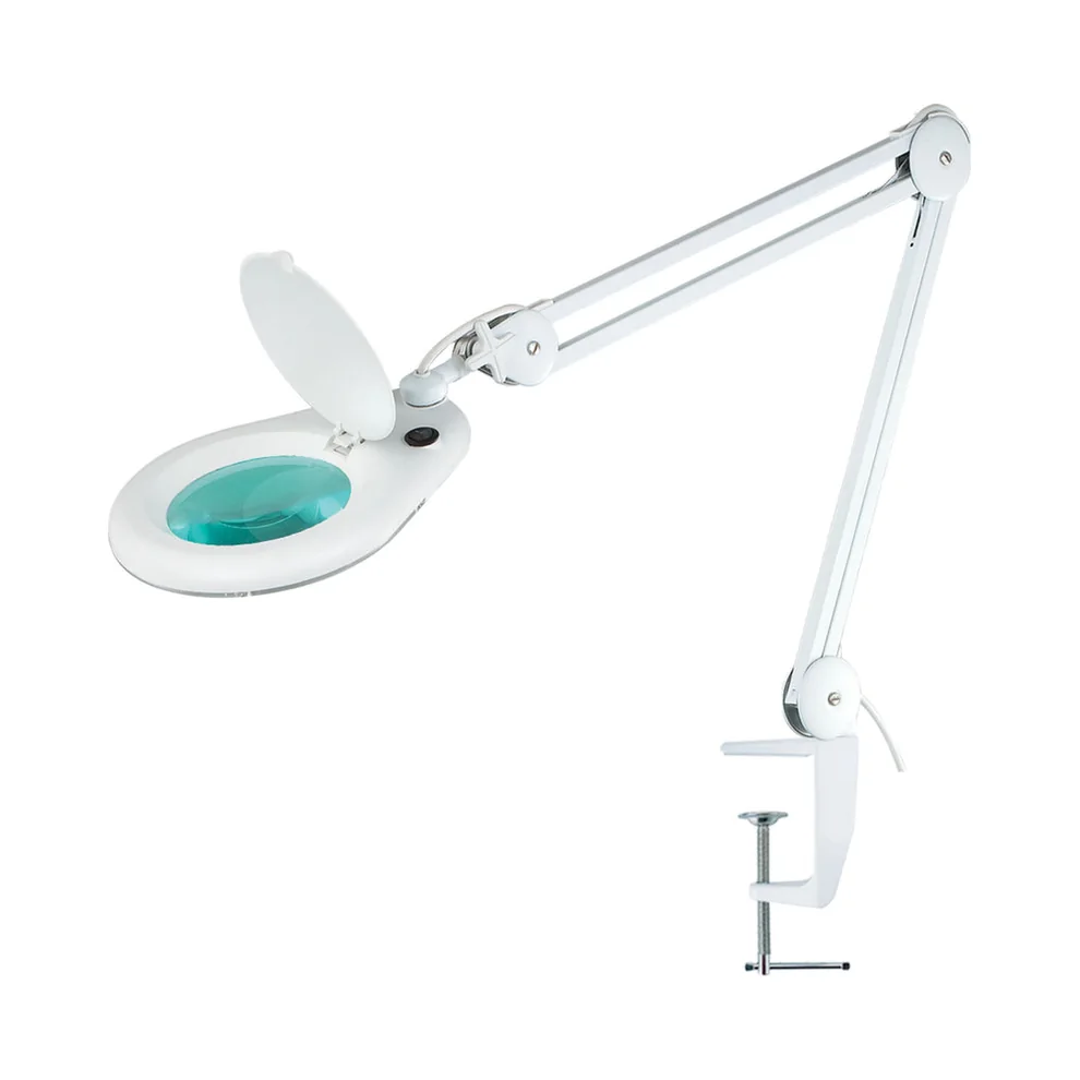 228 L - LED Magnifying Lamp, 125 mm Lens, Table Clamp, Sturdy Arms